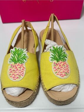 Lilly Pulitzer Sling back Espadrilles Watch Hill Yellow Pineapple